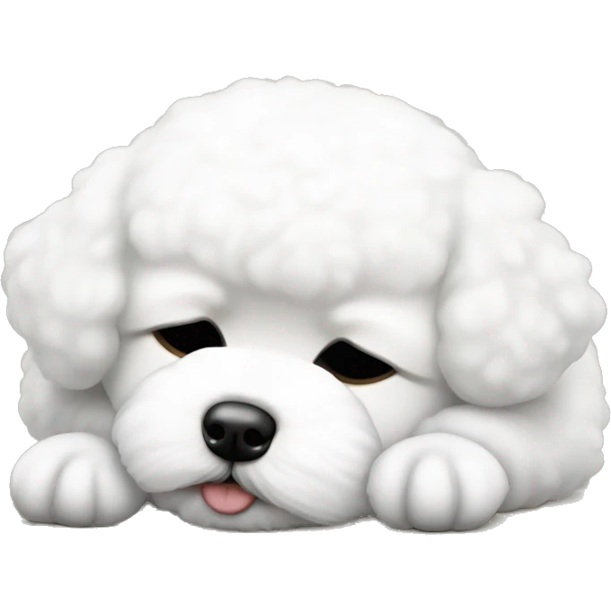 White little Bichon Frize sleeping  emoji