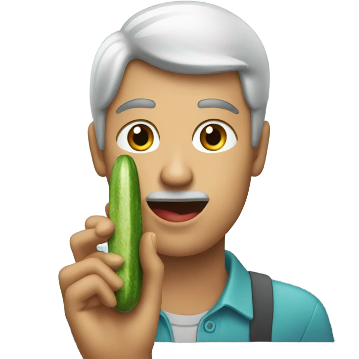 man putting on lipstick with a cucumber  emoji