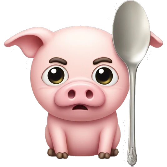 Sad pig with spoon emoji