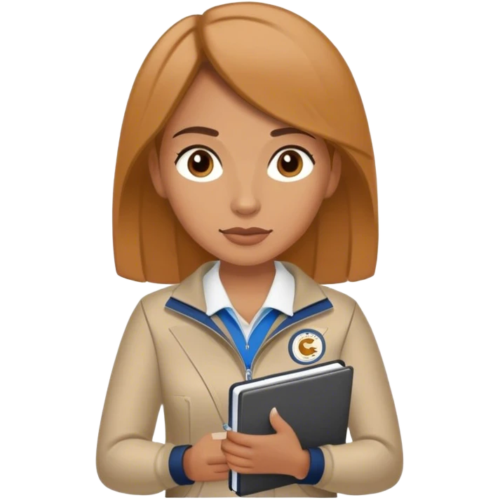 female sport coach with coach wear(with LockIn written on it) and holding a notebook emoji