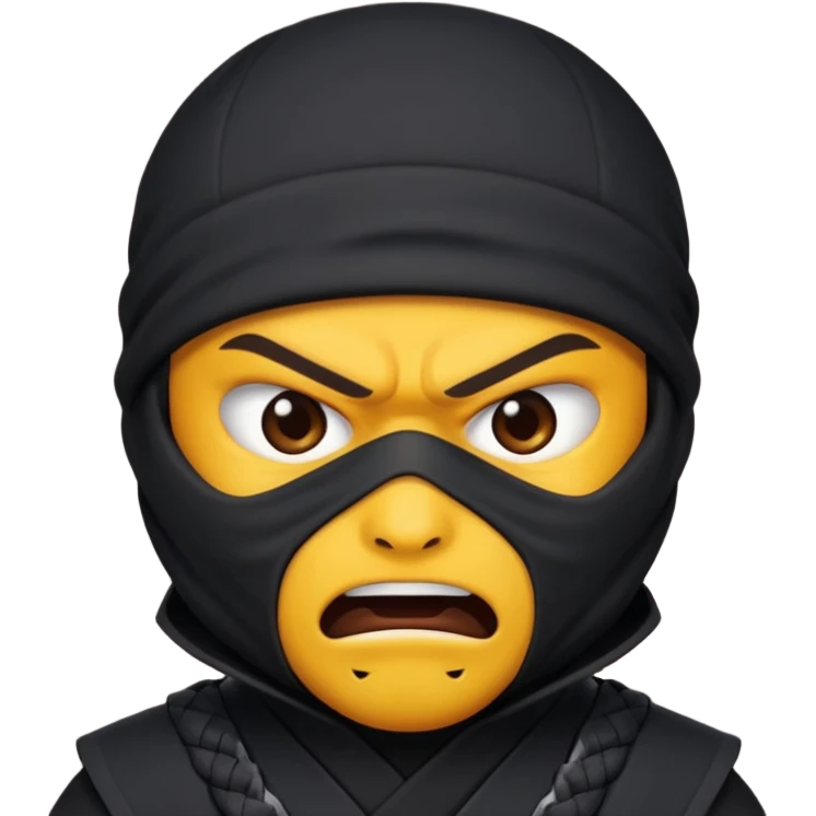 Hazme un emoji de ninja enojado que no tenga boca emoji