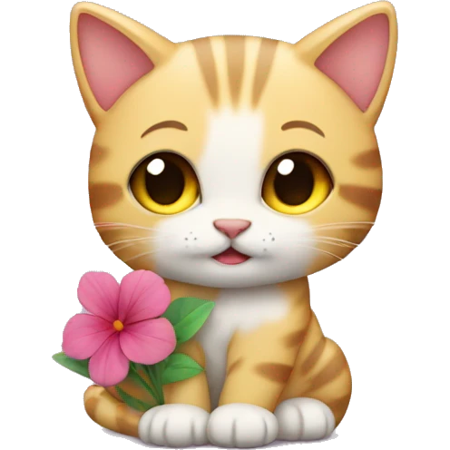 Gatito con flor emoji