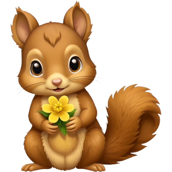 baby squirrel hold a flower emoji
