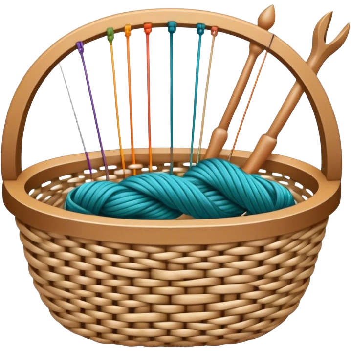 Weaving icon, various types of weaving such as basket weaving, macramé, and loom weaving, showing intertwined threads or ropes, weaving tools like shuttle, crochet hook, and loom, minimalistic style, clean lines, transparent background. emoji