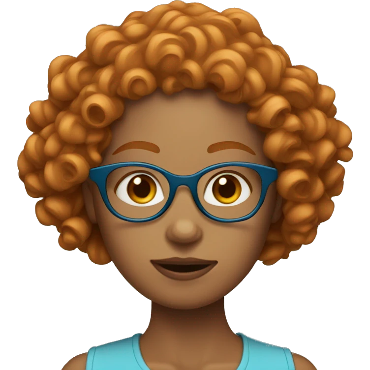 Ginger woman curly hair blue eyes glasses emoji