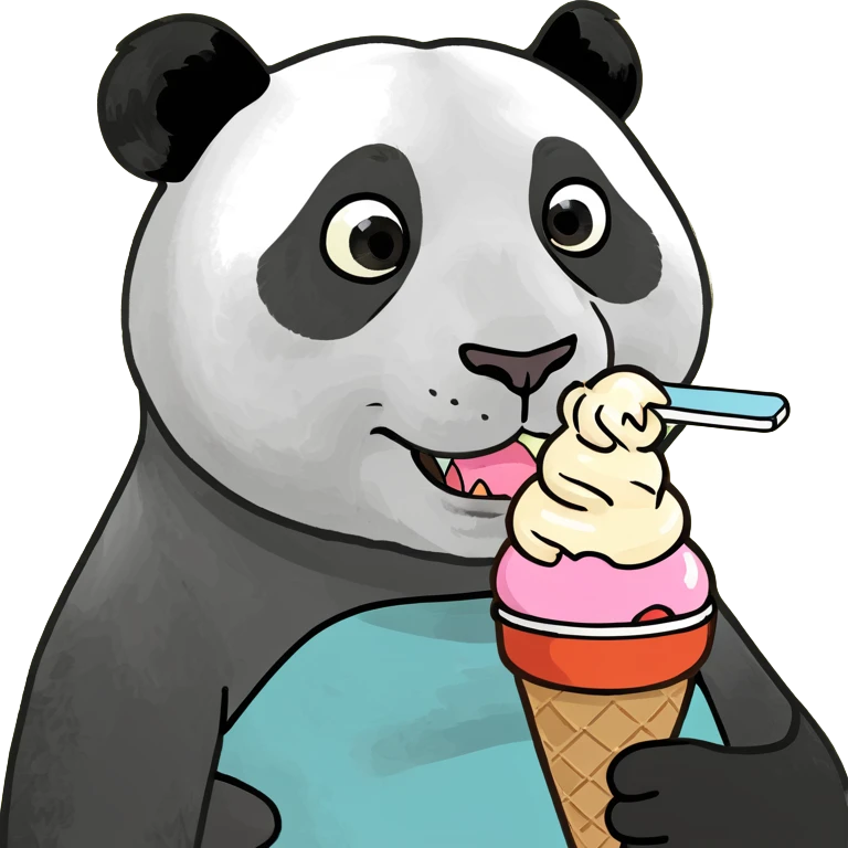 Panda eating ice cream emoji