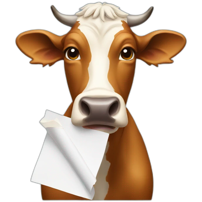 cow eating pieces of paper emoji
