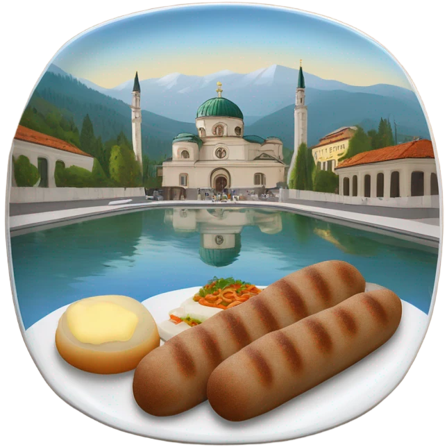 Cevapi next to sebilj Sarajevo emoji