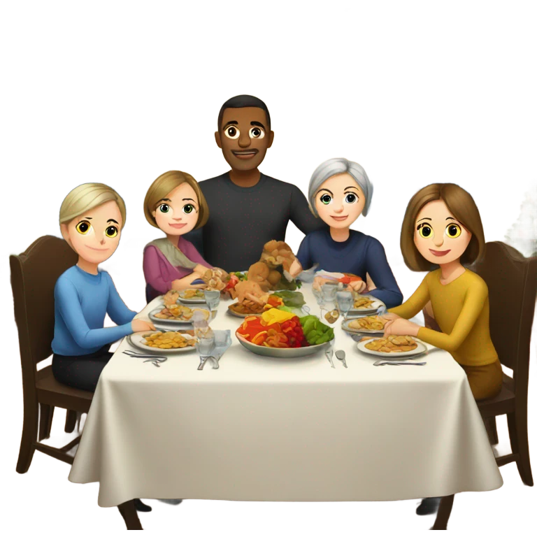 Russian family sitting at the New Year's table emoji