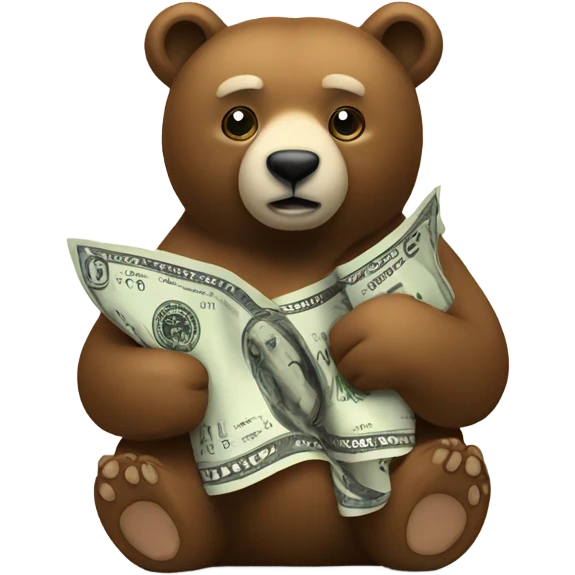 Bear with rolled up dollar  emoji