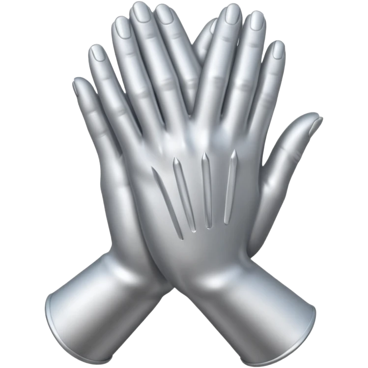 praying metallic hands, realistic proportions emoji