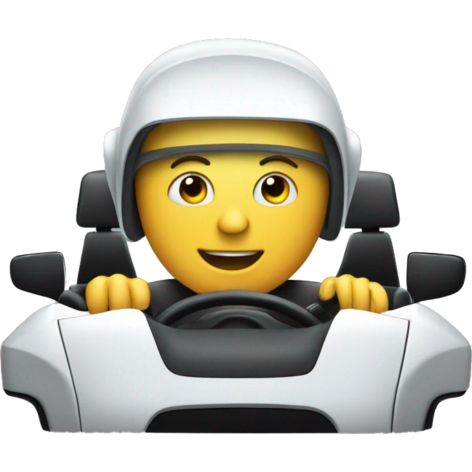 Robot driving a cabrio emoji