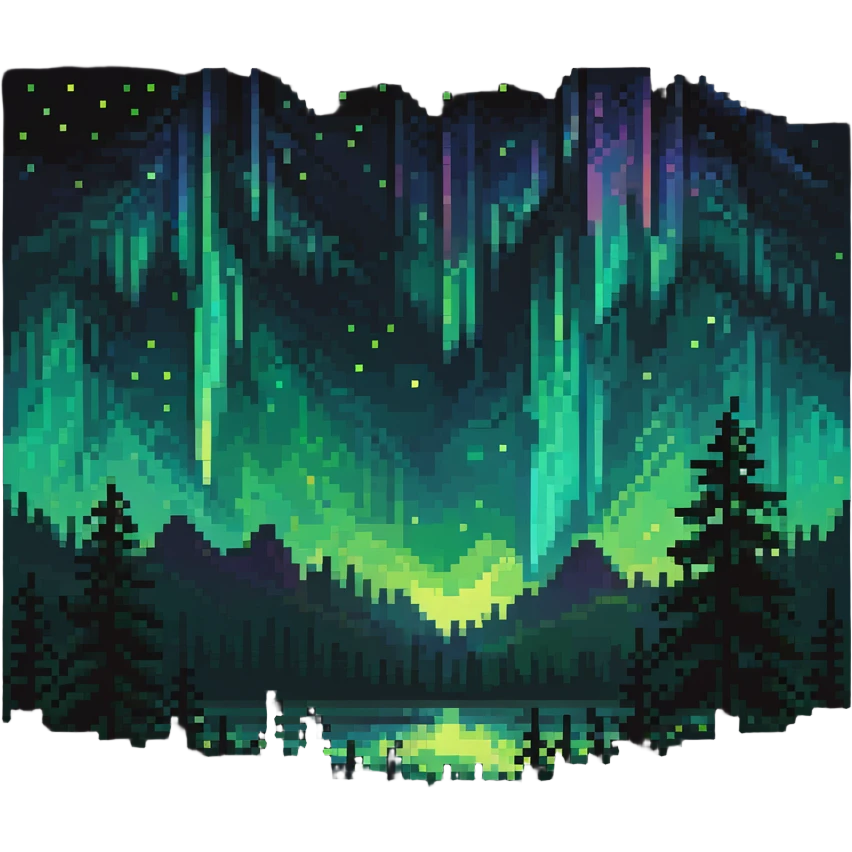 aurora borealis over forest silhouette emoji