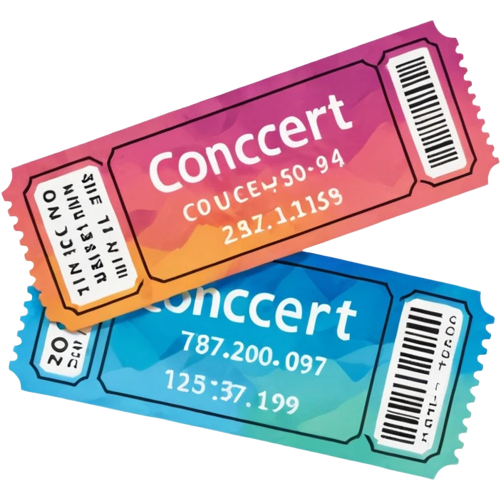 Concert ticket emoji, with a code at the side, ant the word "CONCERT" at the front emoji