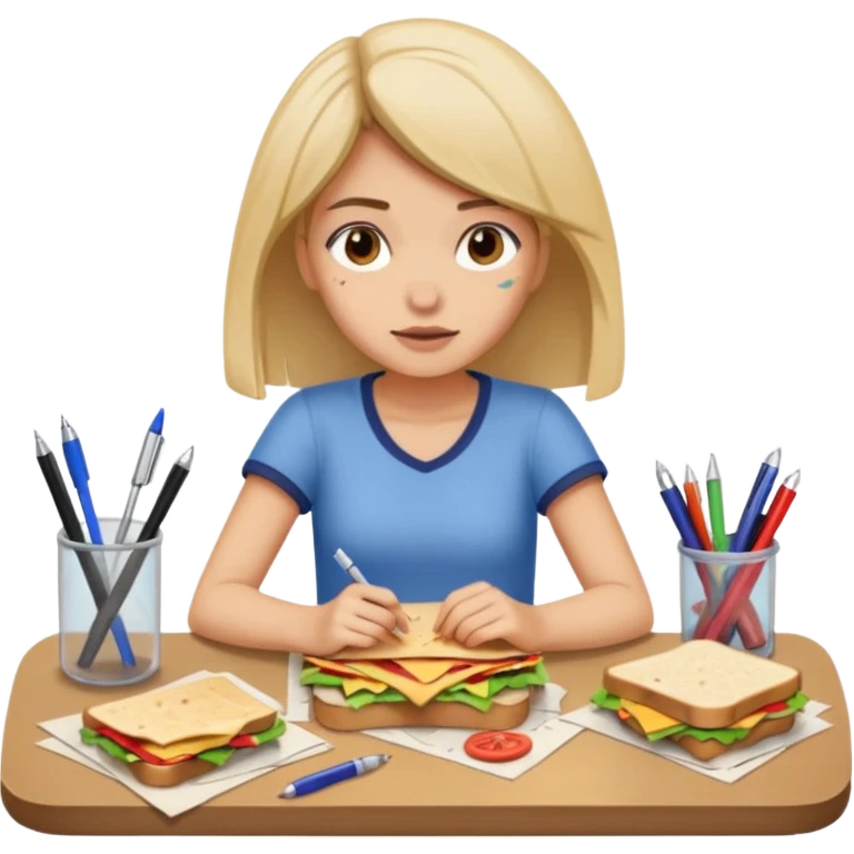 Girl with messy table emoji