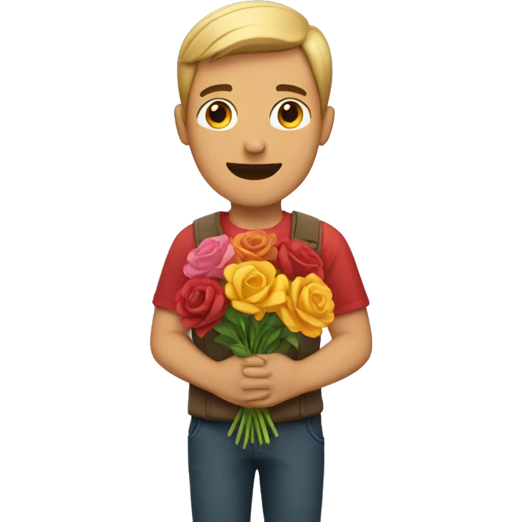 guy holding flowers emoji