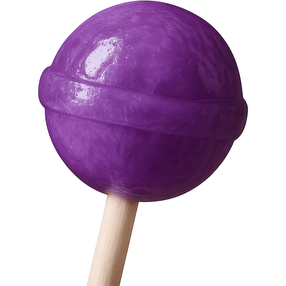 Change the lollipop color to purple in a realistic style, keep the background transparent. emoji