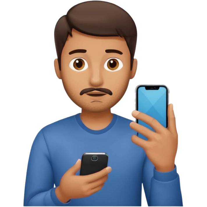 confused guy with phone in hand turned to left qualterly emoji