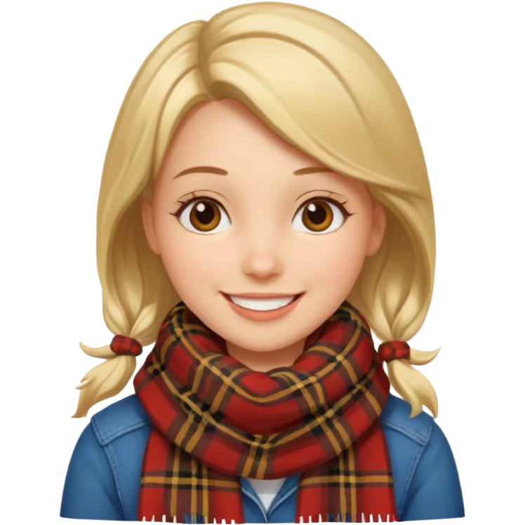 Girl with plaid scarf emoji