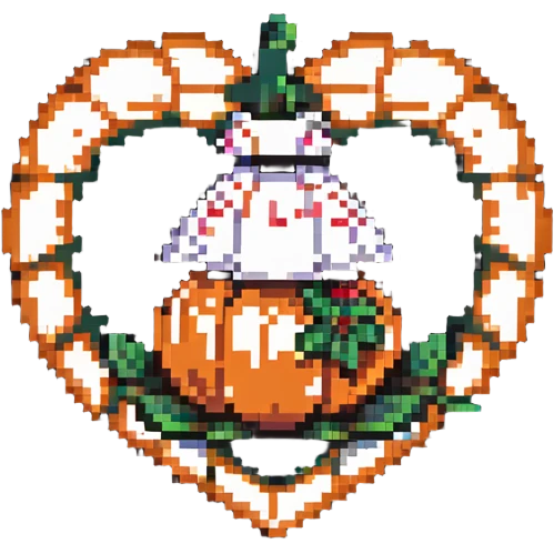 heart with a mushroom on one side and a pumpkin on the other emoji
