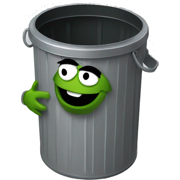oscar the grouch inside metal trash can emoji