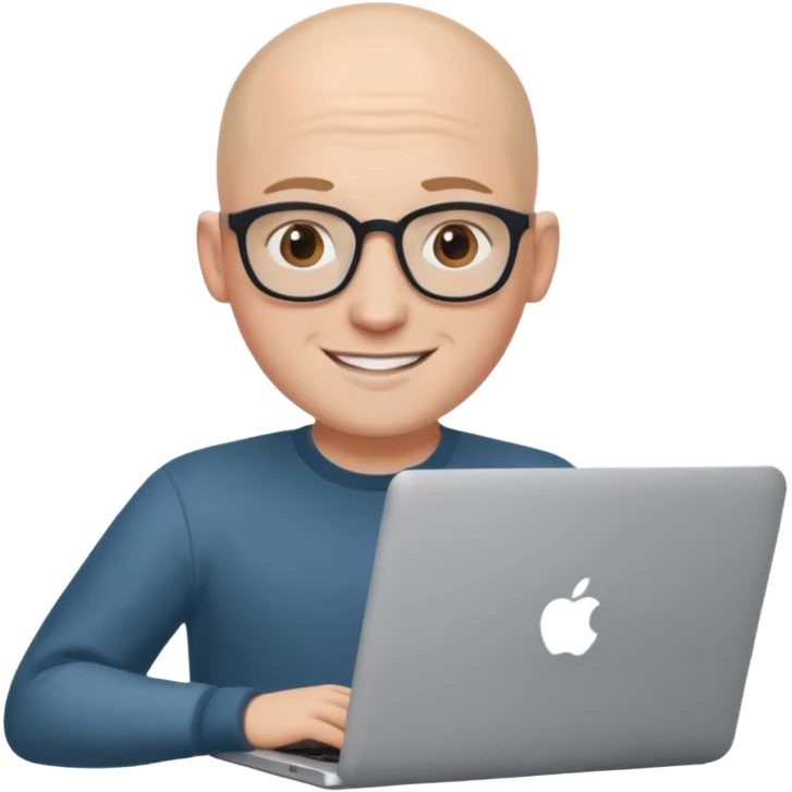 bald young programmer with MacBook  emoji