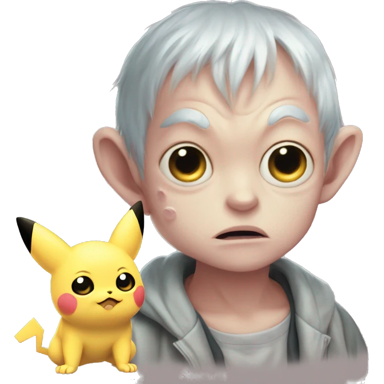 Gollum Jigglypuff sniffing Pikachu   emoji