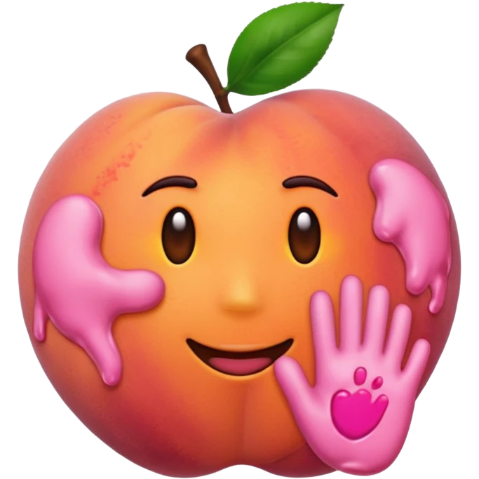 Emoji Peach with hand prints on the back  emoji