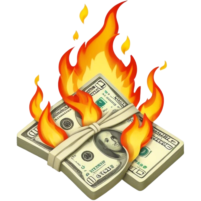 Burning money emoji