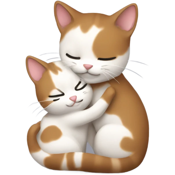 brown and white cat hugging emoji