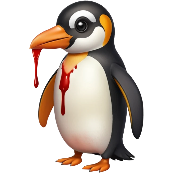 penguin with gunshot emoji