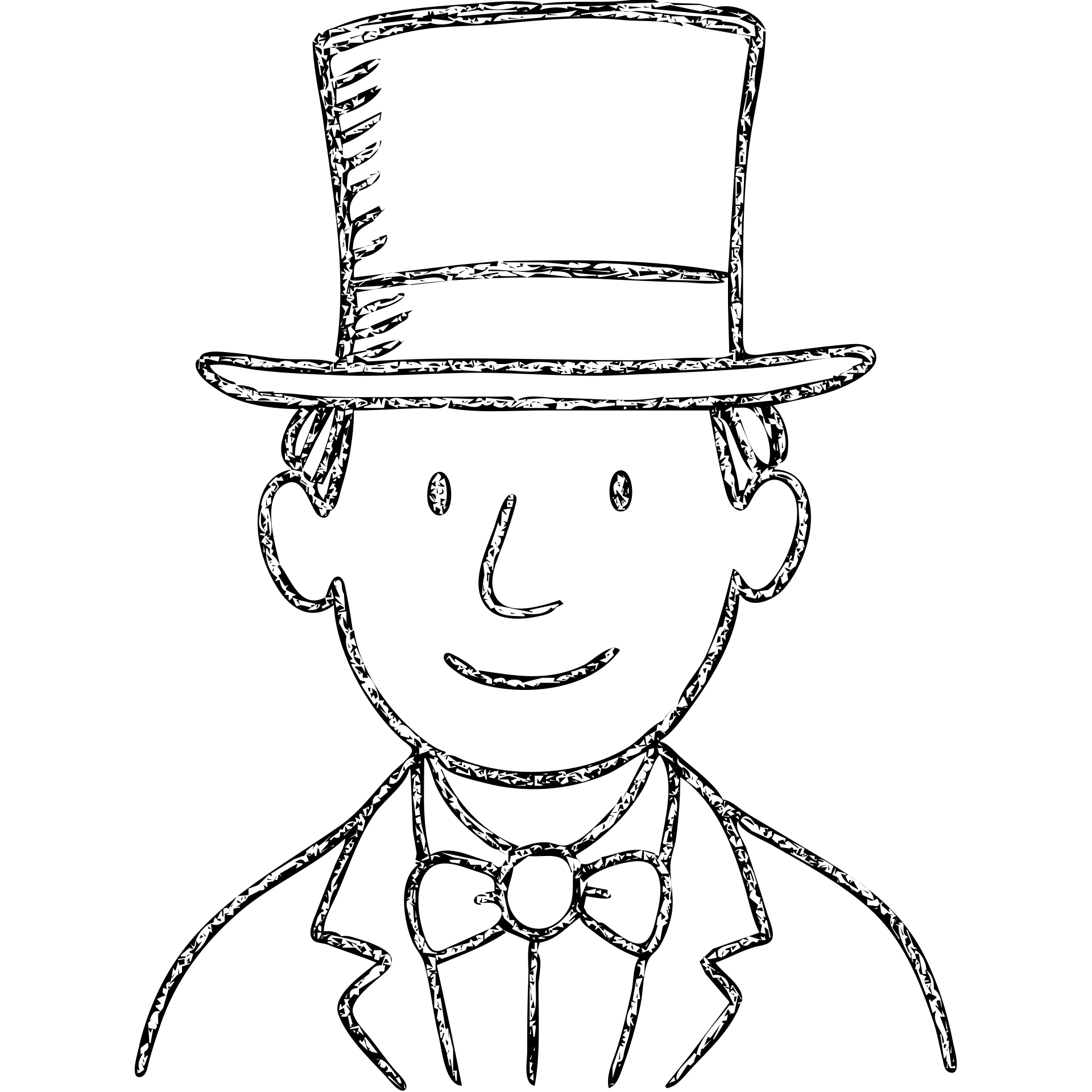 man in a top hat, hand drawn outlined icon emoji