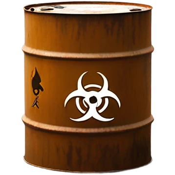 Biohazard symbol on a metal barrel emoji