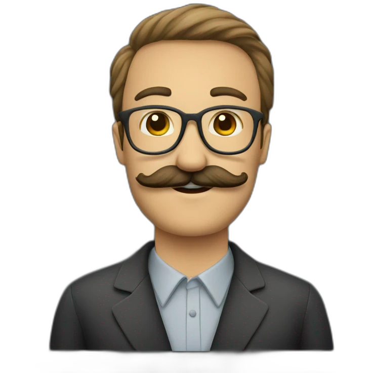 teacher with mustache on blackboard background emoji