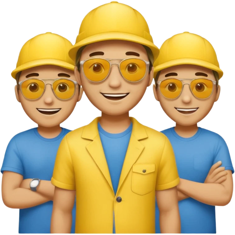 16 blokes on a golf trip wearing yellow caps emoji