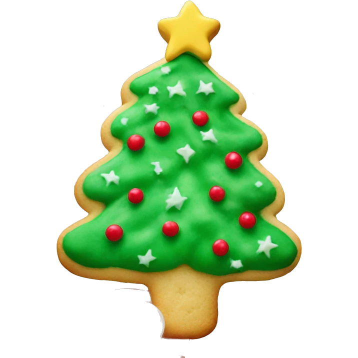 Adorable realistic sugar cookie shaped like Christmas tree emoji