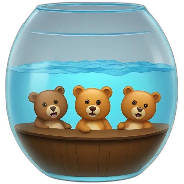 fishbowl with two adult bears talking microphone inside emoji