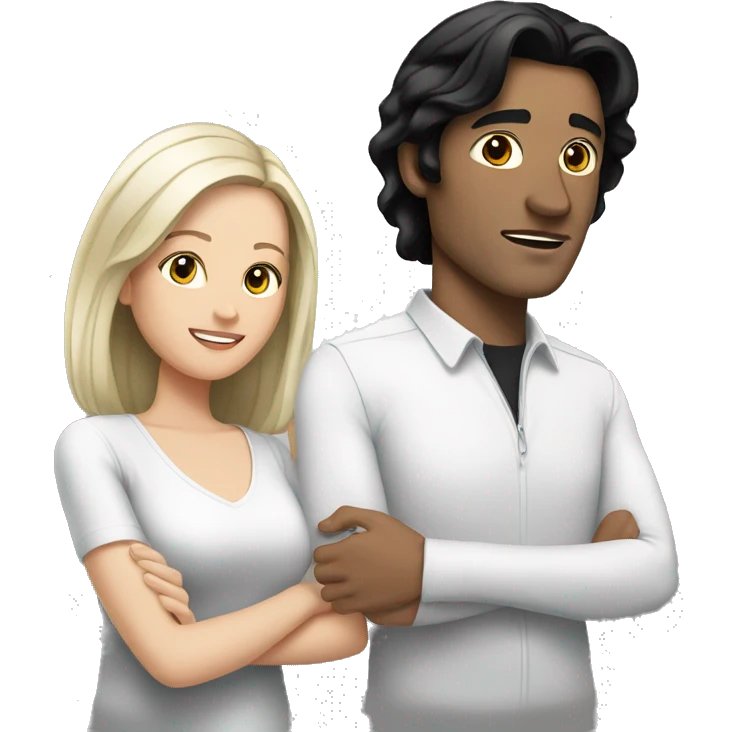 White Man with black hair directly behind white woman with black hair emoji
