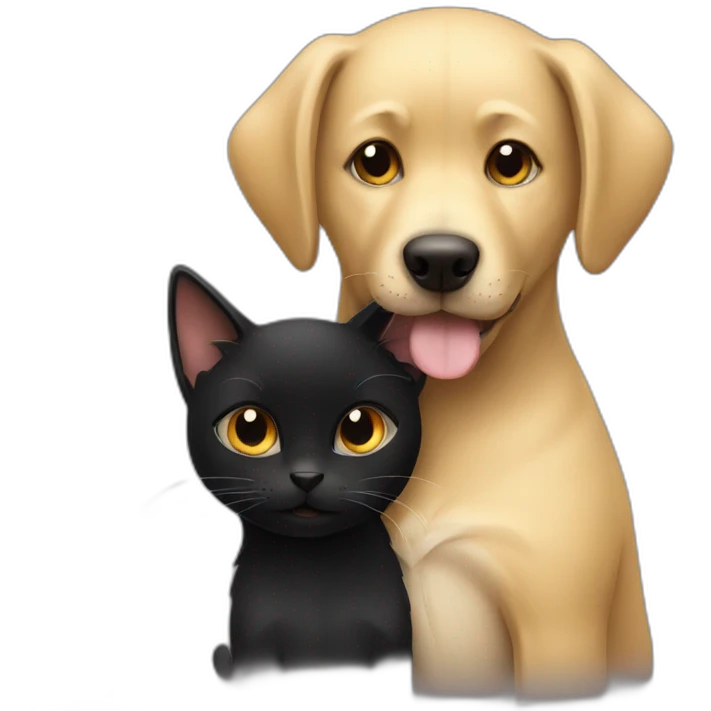 blonde dog hugging black cat emoji