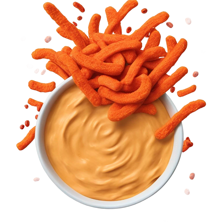 Flaming hot Cheetos and bean dip  emoji