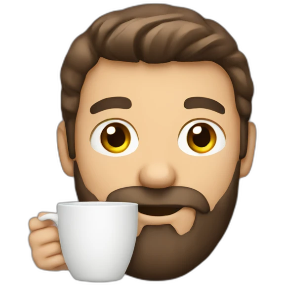 bearded man holding a coffee cup emoji