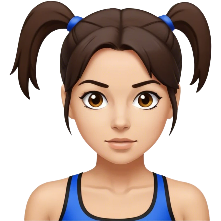 Sporty spice with dark brown hair in pony tail emoji