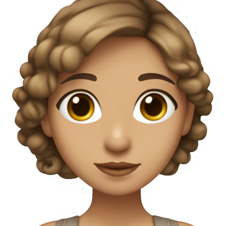 Una chica, cabello lizo, color castaño, piel blanca, ojos color café clarito  emoji