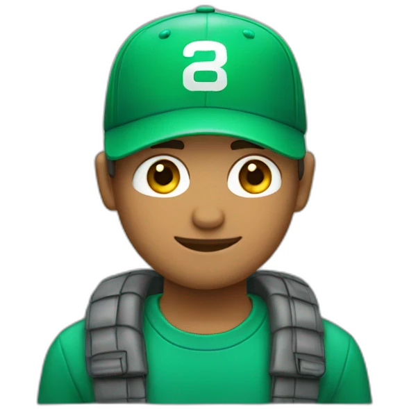 guy with green basecap and blue eyes emoji