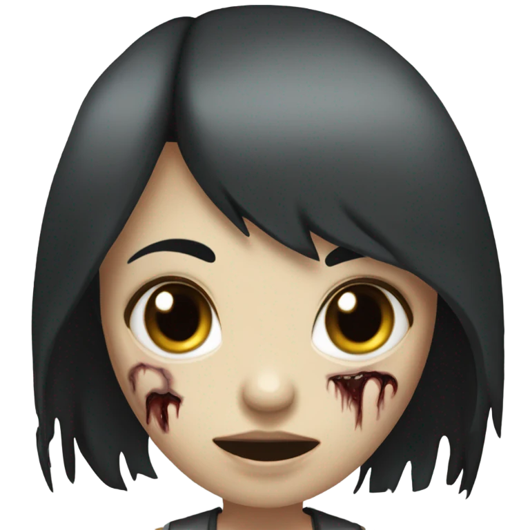 Generate a zombie girl with black hair and bangs   emoji