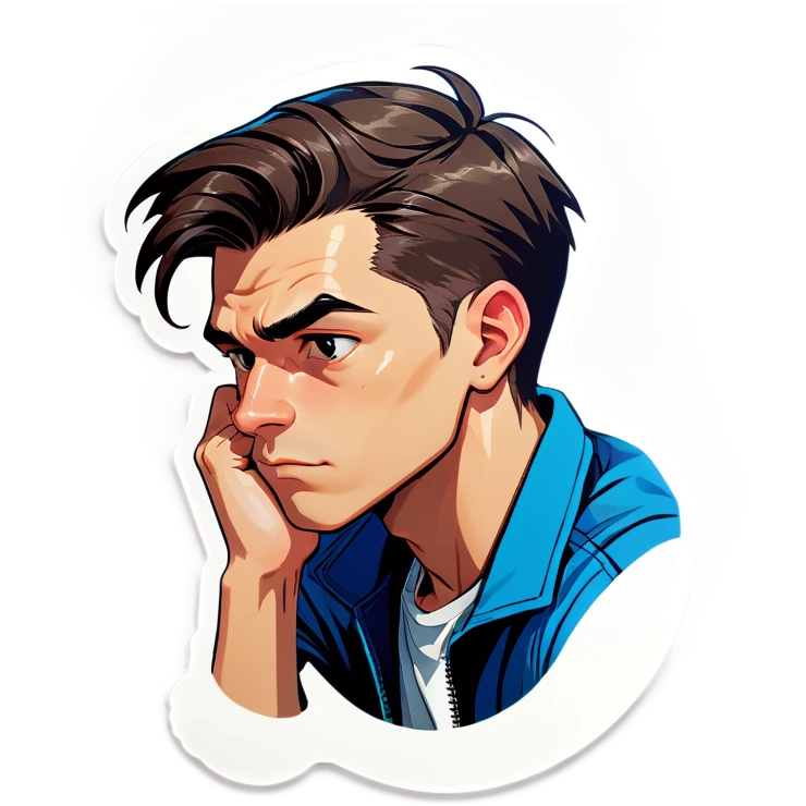 contemplative young man portrait emoji