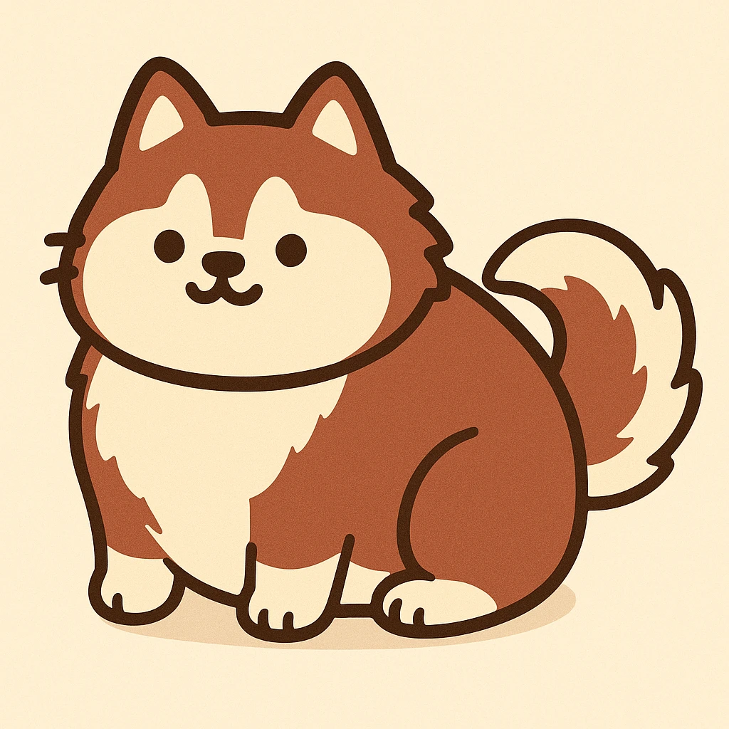 pusheen-style chonky red siberian husky emoji