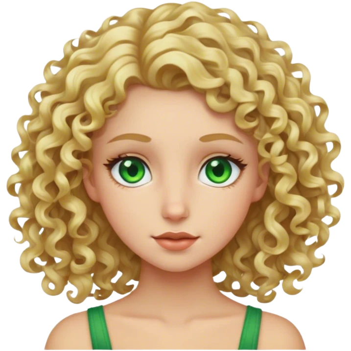 Blonde girl with green eyes and curly hair emoji