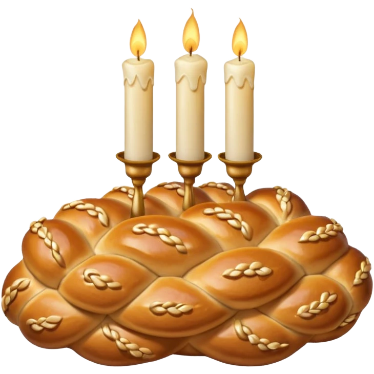 Shabbat two pale beige candles and hala bread  emoji