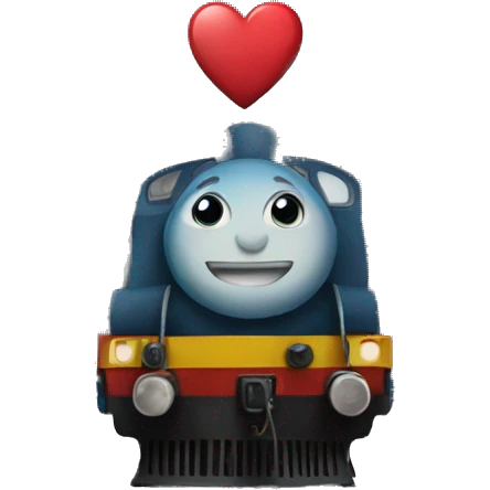 The train above him is a heart emoji
